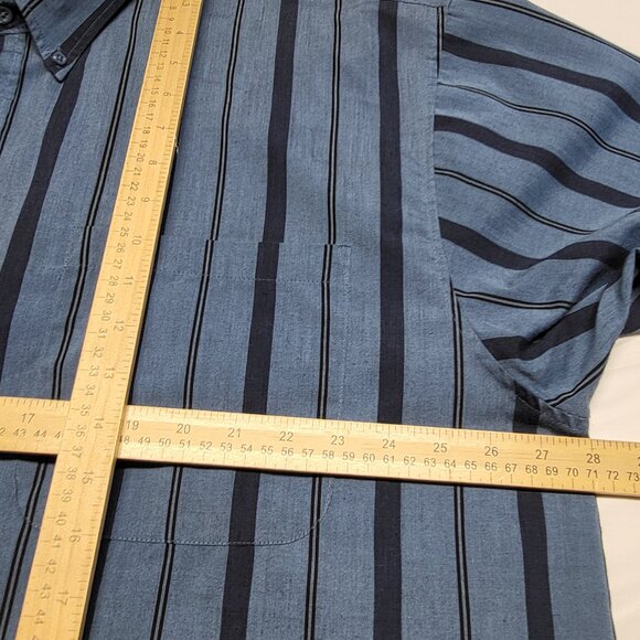 Vintage Puritan Mens Shirt Button Up 2XLT Short Sleeve Striped Blue - Picture 13 of 14